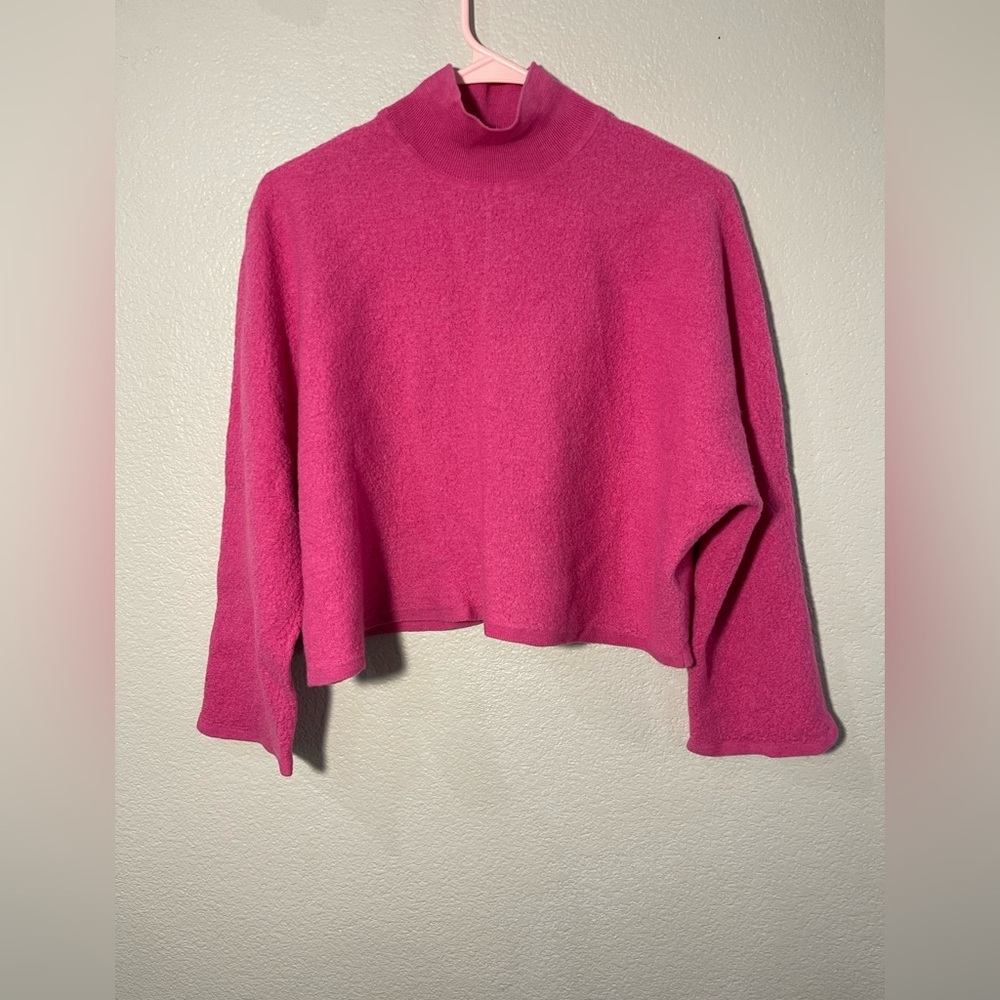 COS Fuchsia Turtleneck Sweater Women's wool Knit Pullover High Neck Minimalist